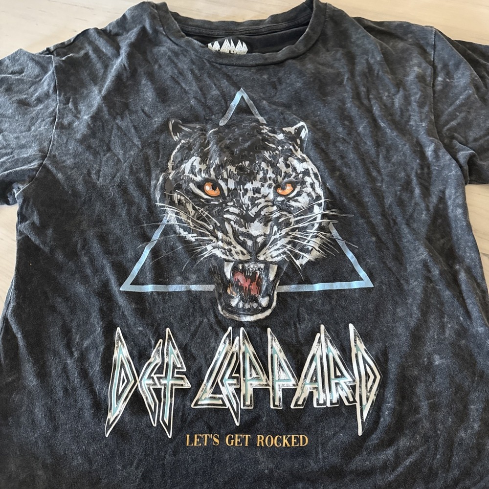 Def Leppard Lets Get Rocked Tour Shirt Small Black Acid Wash Style